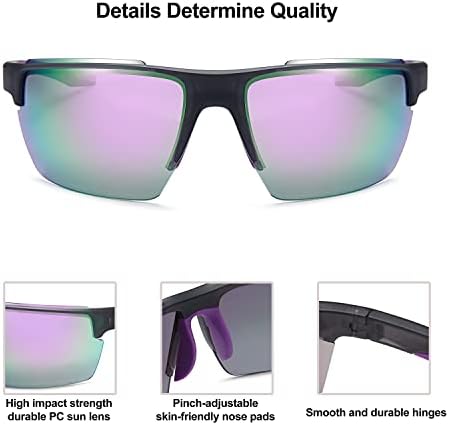 Лесни спортски очила за сонце Младински бејзбол очила за сонце за мажи, градиентни леќи за штит во боја за водење голф риболов велосипедизам
