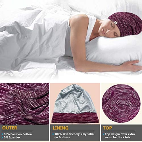 Сатен -хауба капа за спиење на косата за коса, сатен, наречен двојка, ноќен капа за спиење - прилагодлива за кадрава коса