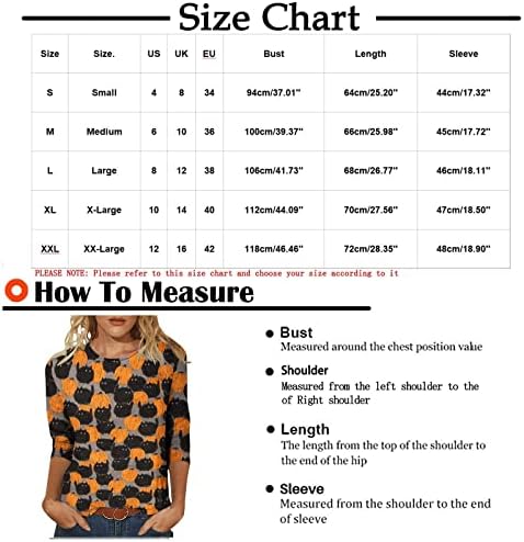 Narhbrg женски новини маица 3/4 ракав летни обични модни графити печатени блузи графички образец печатење на врвот на типот