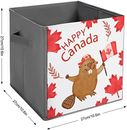 Канадско Знаме Бобра Склопувачки Канти За Складирање Основи Преклопување Ткаенина Коцки За Складирање Организатор Кутии Со Рачки