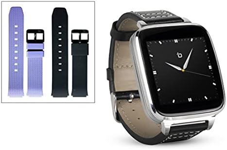 Beantech Silver Вклучете Паметен Часовник за iOS И Android, Со Кожен Ремен и 2 Дополнителни Ремени