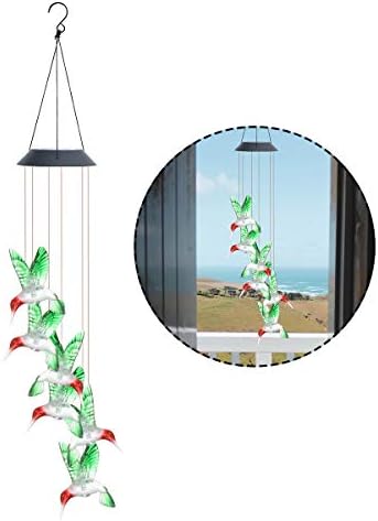 Solustre Solar Light Outdoor, Hummingbird Wind Chimes Lamp Декоративна светлина за домашна забава градина