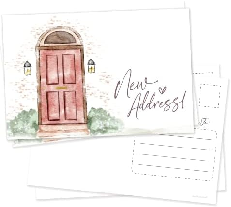 М & Х поканува 50 нови разгледници на адреса - Акварел влезна врата - Промена на картички за адреси - Објавување за движење за нов дом