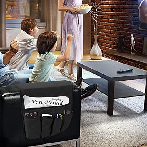 Sofa Armchair Caddy Remote Control Holder for Couch Recliner,Bedside Storage Organizer 5 Pockets for Bed,Bedside Organizer Insert Mattress Couch