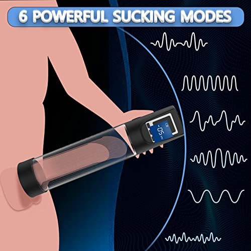 Електрична пенисна вакуумска пумпа со 6 интензитети на вшмукување, автоматско автоматско зголемување на пенисот со висок вакуум Проширете
