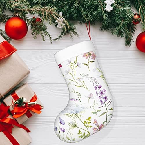Yilequan 18 инчи Божиќни чорапи класични чорапи, цветни шема, за украси за семејни празници за Божиќни забави