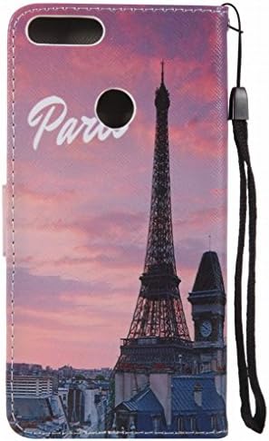 За Huawei P Smart Case, Ougger Cover Cover Cass Slot PROM PU Flip Case Magnetic Protective Bumper Bumper Holder for Huawei P паметен со функција