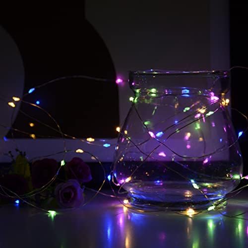 Оперирана батерија со LED Fairy String, светла од 12-пакувања DIY JAR, 7 метри водоотпорна сребрена жица 20 LED диоди Firefly Starry Moon