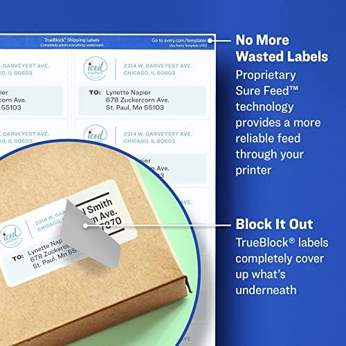 Етикети на папката со датотеки од Ејвори Сина за печатачи со ласер и инк-џет со технологија TrueBlock, 2/3 инчи x 3-7/16 инчи, кутија