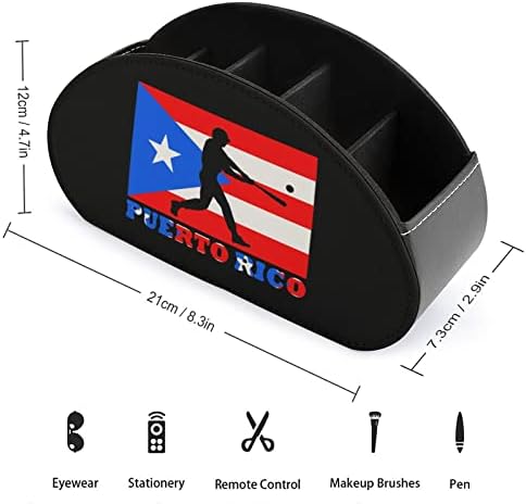 Бејзбол Порто Рико знаме далечински управувач на ТВ контролата PU кожна кутија за складирање на кутија со 5 оддели за канцеларија