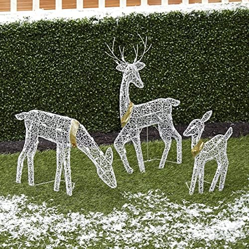 Treadyouth 3-парчиња осветлени Божиќни елени за Божиќ, поставете светло ирваси на ирвацијата на отворено во дворот