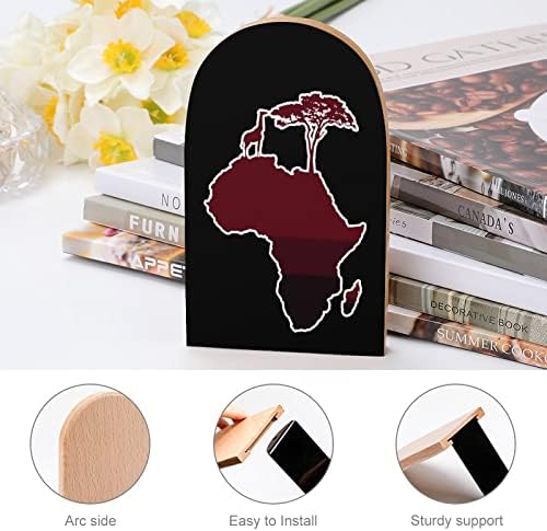Африкански Сафари Мапа Силуета Дрво Книги Тешки Носители На Книги За Полици Декоративна Книга Завршува