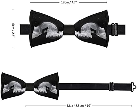 Weedkeycat Wolf Moon Moder Scient Necktie Pred-врзани формални лакови за прилагодување на лак, печатено за мажи