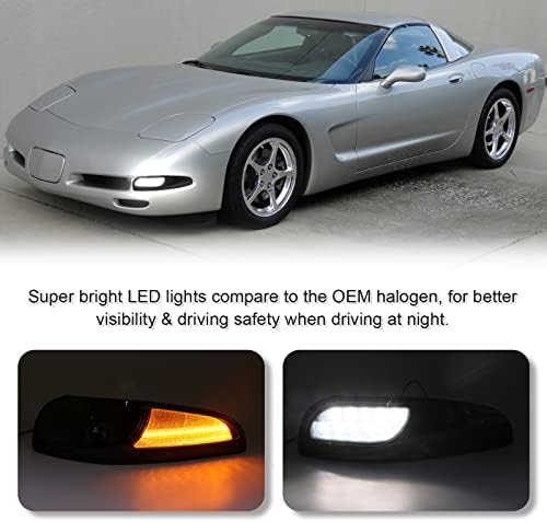 SHINEFIT LED Светло На Предниот Агол Компатибилен Со Corvette C5 1997-2004, Чад Браник Трепкач Светла За Паркирање Замена На Светилки 10301357,
