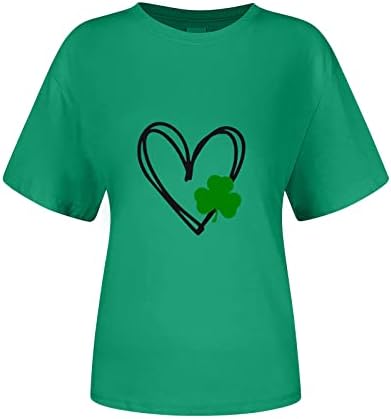 Womenените Шамрок Среќа маици Ирски фестивал празник на врвови удобни печатени кратки ракави врвни блузи