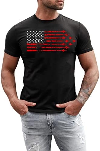 Руируилико машки патриотски маици на 4 јули јули Америка знамето лето случајно кратко ракав удобно лабаво вклопување графички туники