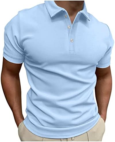 Машка маица мажја летна летна лента со маица со маица со маица, спуштете го јаката краток ракав со врвот на бојата на врвот на бојата