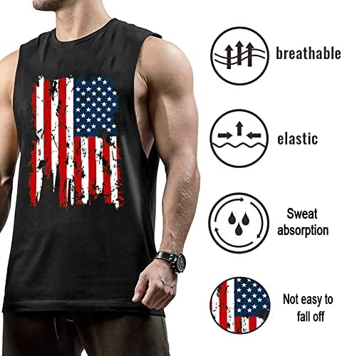 Машка машка боди-билдинг резервоар за тренингот на мажите на мажите на маицата на американските знами