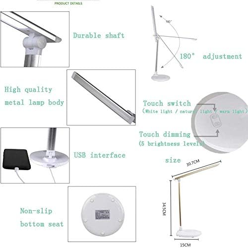 5W предводена табела за ламба за ламба светло за преклопување на светлина за читање Осветлување на очите LED светилка со USB порта за спална