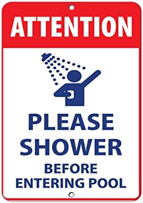 Внимание ве молиме туширајте се пред да влезете во знак за активност на базен, винил налепница Деклара 8 “