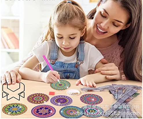 Xiyao 12 PCS Diamond Sainting Coasters With Holder, DIY Mandala Coasters Diamond Art Занаетчиски за почетници деца возрасни, додатоци за