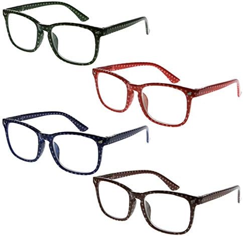 Очила 4 пакувања за читање очила Полка точки читатели за жени кои читаат