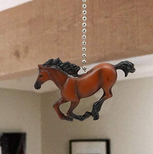 Еброс тавански вентилатор метал влечен синџир со коњички галопирачки галопирачки коњи изработени смола рачка од 3,25 широка