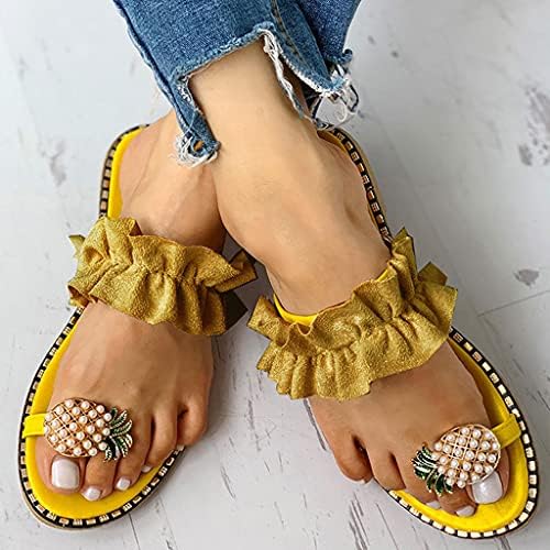Сандали од гуфес, жени, женски рамни шарени цветни цветни пети сандали со ширина ширина ширина, пролетни летни сандали