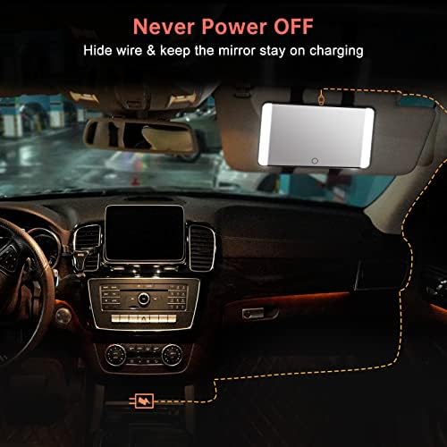 Besmirror Car Vanity Vanity Mirror со светла, огледало за шминка за LED автомобили со 3 бои и осветленост прилагодливи, огледало