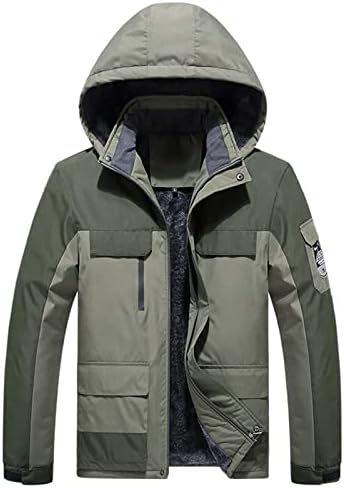 ADSSDQ Менс јакна, зимска туника модна дневна облека за ветерници за ветерници за ветерници со долги ракави удобно боење на надворешната
