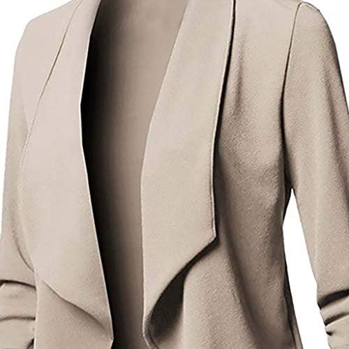 Foviguo палта за жени моден фустани, обичен покачување на долги ракави есен палто жена кратко вклопена цврста блејзер лапел