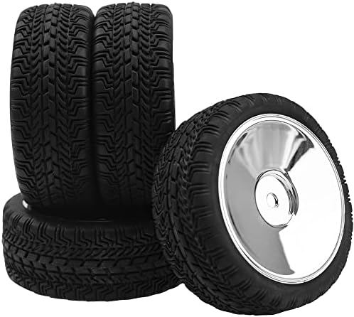 HIRCQOO 4PCS 2.59in гумени гуми и 12мм хексадецимални пластични тркала поставени компатибилни со Traxxas kyosho HPI RS4 TAMIYA TT01 TT02 SAKURA