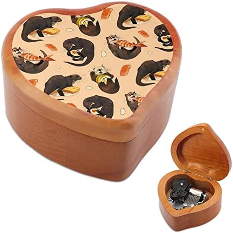 Nudquio Tiny Otters и нивната музичка кутија со суши дрво во форма на гроздобер музички случај