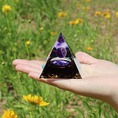 Lcgem orgone пирамида за позитивна енергија рачно изработена аметист кристали оргонитна пирамида 60мм медитација привлекуваат богатство