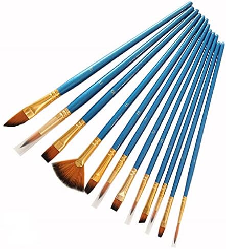 12 парчиња сорта со разновидност најлонски дрвени рачки четки масло акрилно акварел сликарство за пенкало за уметнички материјали