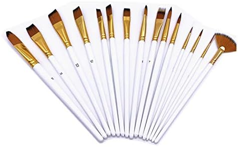 Орев 15 парчиња уметник за сликање четка сет дрвени рачки за бои четки за коса со бесплатна сликарска боја боја акрилици масло