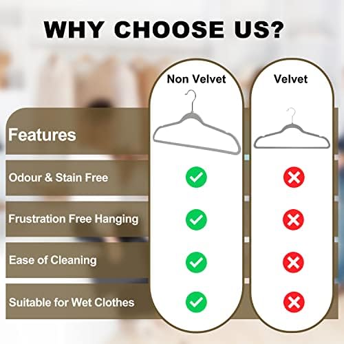 Квалитетни закачалки Облека за облека 20 пакувања -не -калинг пластични закачалки за облека -Хангелеста за закачалки за заштеда
