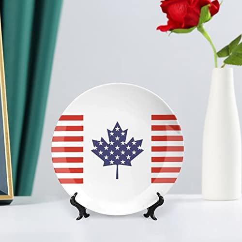 Американско канадско знаме коска Кина Декоративна чинија Керамички плочи занает со приказ за украси за внатрешни работи