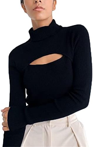 Nrealy Blusa женски маички со долг ракав y2k turtleneck врвови на обична блуза тенок фит пулвер дами мода туника секси маичка