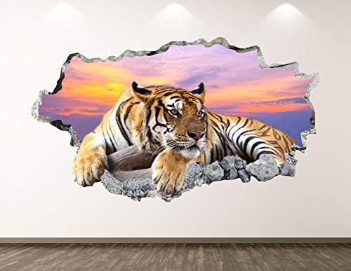 Западната планина тигар wallидна декорална уметност декор 3Д разбиена налепница за животни постер Детска соба мурал обичај подарок BL117