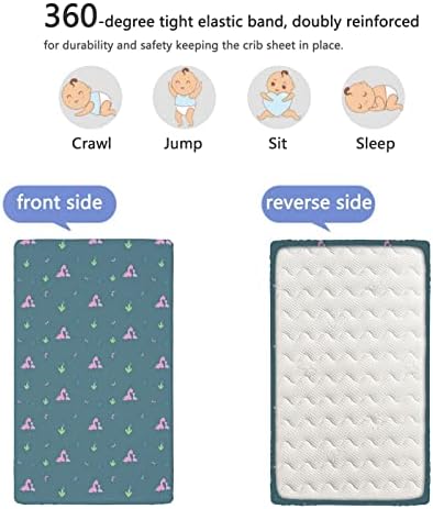 Расадник тематски опремени мини чаршафи, преносни мини креветчиња со меки дете, вграден лист за душеци - кревет за креветчиња или кревет