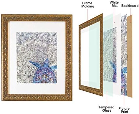 Голден Стејт Арт, рамка за фотографии 11x14 со бел мат за 8x10 слика и вистинско стакло за приказ на wallидови - Дома или канцеларија класичен