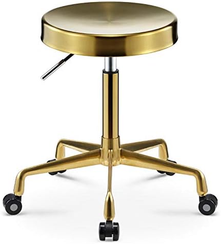 Столичка за килими прилагодлива на тркалото ， столче за вртење на гас со жолто седиште од не'рѓосувачки челик ， Прилагодлива