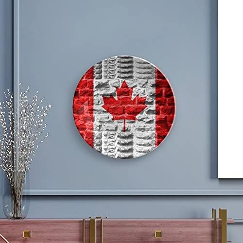 Канадско Знаме Гроздобер Коска Кина Декоративна Плоча Со Штанд За Прикажување Симпатична Чинија Подарок Домашен Декор