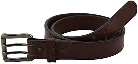 Bullhide Belts Mens Leather Double Prong Belt, оригинални кожни ремени зашиени со жито 1,50 Широко CCW носење направено во САД