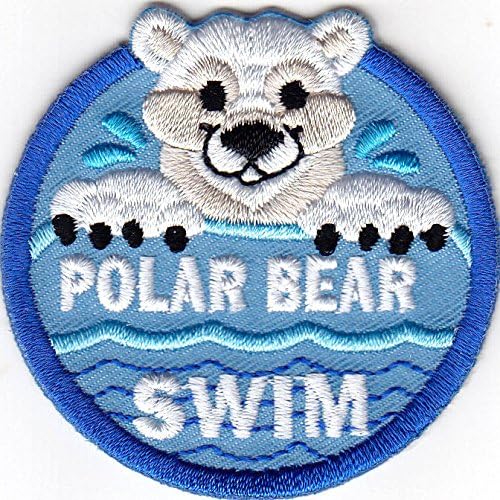 „Поларна мечка пливање“ - пливање, спорт, зима, пливач/железо на везена лепенка