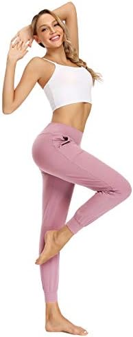 Houmousенски лесен џогерски панталони со џебови тренингот што работи со јога панталони