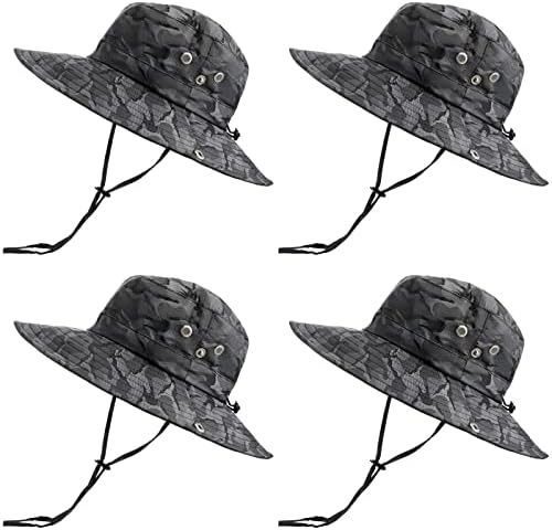 4 пакувања мажи буни капа од камо корпа капа широко риболов риболов капа, преклопување на капачињата на буни, прилагодлива воена