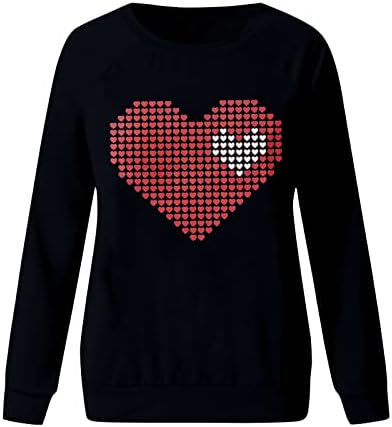 Jjhaevdy женски симпатични loveубовни срцеви печати врвови среќни кошули за ден на вineубените графички влезови на екипажот на