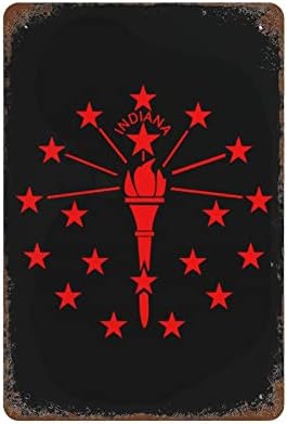 Државно знаме на Индијана, добредојде на калај знак гроздобер железо сликарство wallиден метал постер што виси плакета декорација Смешни